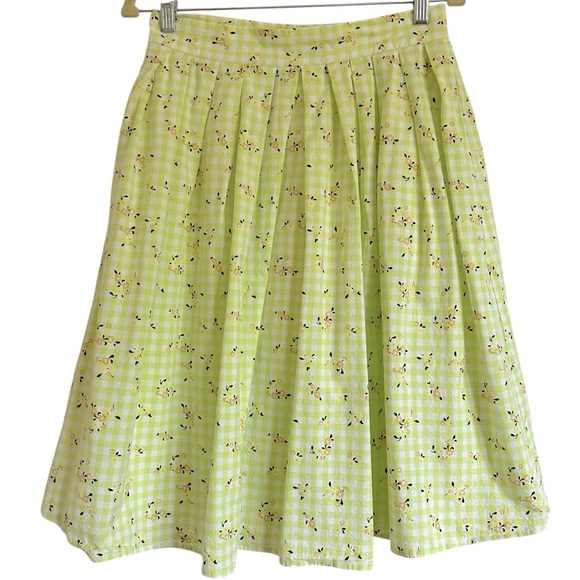 MODCLOTH IMAGINE THE IMPOSSIBLE GREEN GINGHAM SKIRT SIZE 8 - Picture 6 of 13